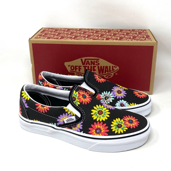 VANS Classic Slip On Low Top Floral Black Women Canvas Size Sneakers VN0A5JMHNX0 - Picture 5 of 12